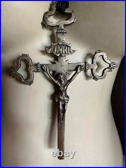 Rare Antique Bronze Religious Procession Cross 17cm by 12cm