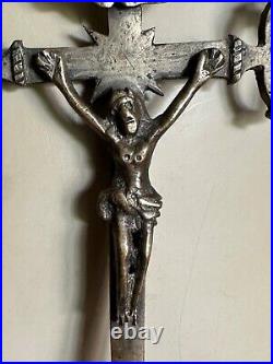 Rare Antique Bronze Religious Procession Cross 17cm by 12cm