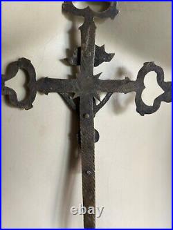 Rare Antique Bronze Religious Procession Cross 17cm by 12cm