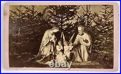 Rare Antique CDV Real Photo Religious Nativity Scene Baby Jesus Mary Sherman NY