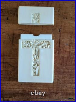 Rare Antique CHINESE CARVED CARD CASE 4in x 2.25 Inch. Cross Religious Rare Antique CHINESE CARVED CARD CASE 4in x 2.25 Inch. Cross Religious