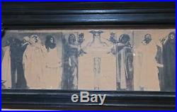 Rare Antique Engraving, 12 Prophets, Divided Column Wood Frame, Neoclasical 21x5
