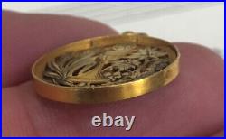 Rare Antique French 18k Yellow and White Gold Religious Medal Chalice c1892