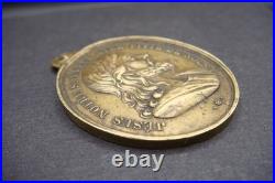 Rare Antique French Bronze Medal Jesus & Virgin Mary Catholic Protection c1900