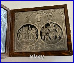Rare Antique French Travel Souvenir Religious Booklet with Jesus Silver 8 Panels Rare Antique French Travel Souvenir Religious Booklet with Jesus Silver 8 Panels
