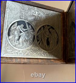 Rare Antique French Travel Souvenir Religious Booklet with Jesus Silver 8 Panels Rare Antique French Travel Souvenir Religious Booklet with Jesus Silver 8 Panels