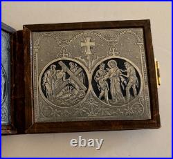 Rare Antique French Travel Souvenir Religious Booklet with Jesus Silver 8 Panels Rare Antique French Travel Souvenir Religious Booklet with Jesus Silver 8 Panels