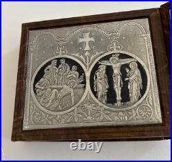 Rare Antique French Travel Souvenir Religious Booklet with Jesus Silver 8 Panels Rare Antique French Travel Souvenir Religious Booklet with Jesus Silver 8 Panels