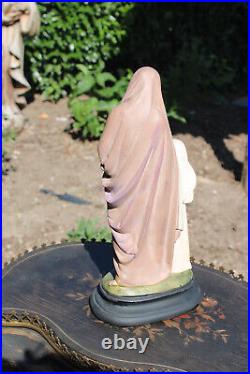 Rare Antique French ceramic SAINT ANNE mother mary Statue sculpture religious