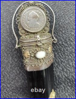 Rare Antique Latin American Holy Reliquary c. 1700-1800s Silver, Gold & Tourmal