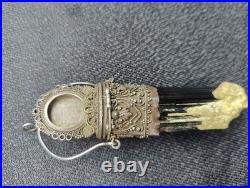 Rare Antique Latin American Holy Reliquary c. 1700-1800s Silver, Gold & Tourmal