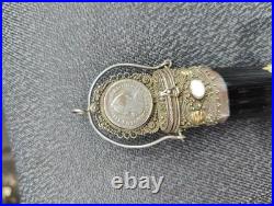 Rare Antique Latin American Holy Reliquary c. 1700-1800s Silver, Gold & Tourmal