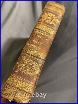 Rare Antique Leather Bound Religious Book Life of Jesus Christ 1820 Illustrated