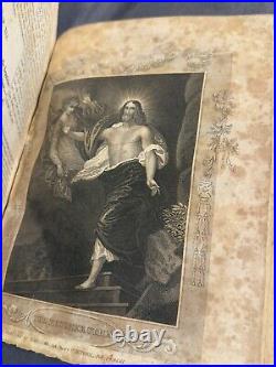 Rare Antique Leather Bound Religious Book Life of Jesus Christ 1820 Illustrated