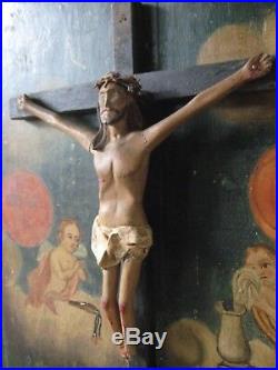 Rare Antique Old Master Italian Folk Art 3d Crucifix & Angels Cherubs Provenance