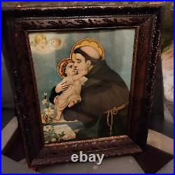 Rare Antique Original Painting Ornate Catholic Picture 26 X 22 Religious