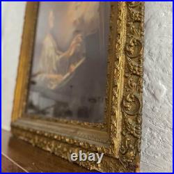 Rare Antique Ornate Large Frame Religious Framed Art St Cecilia Wood Gold Angels