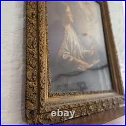 Rare Antique Ornate Large Frame Religious Framed Art St Cecilia Wood Gold Angels
