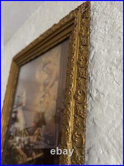 Rare Antique Ornate Large Frame Religious Framed Art St Cecilia Wood Gold Angels