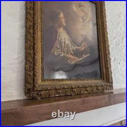 Rare Antique Ornate Large Frame Religious Framed Art St Cecilia Wood Gold Angels