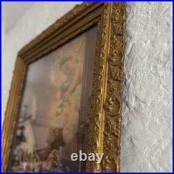 Rare Antique Ornate Large Frame Religious Framed Art St Cecilia Wood Gold Angels