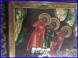 Rare Antique Religious Christian Hand Painted Icon on Wood