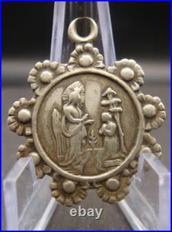 Rare Antique Religious Medal Apparition of Virgin Mary Caravaggio 19th Century