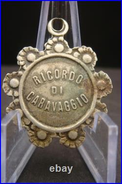 Rare Antique Religious Medal Apparition of Virgin Mary Caravaggio 19th Century
