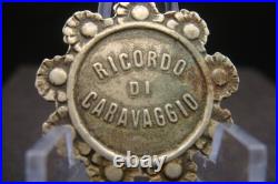 Rare Antique Religious Medal Apparition of Virgin Mary Caravaggio 19th Century