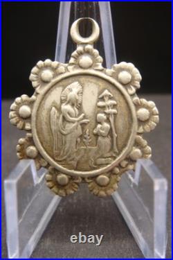 Rare Antique Religious Medal Apparition of Virgin Mary Caravaggio 19th Century