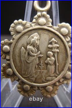Rare Antique Religious Medal Apparition of Virgin Mary Caravaggio 19th Century