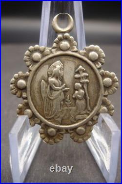 Rare Antique Religious Medal Apparition of Virgin Mary Caravaggio 19th Century