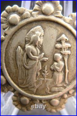 Rare Antique Religious Medal Apparition of Virgin Mary Caravaggio 19th Century