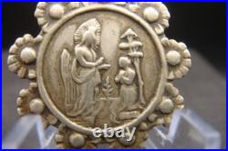 Rare Antique Religious Medal Apparition of Virgin Mary Caravaggio 19th Century