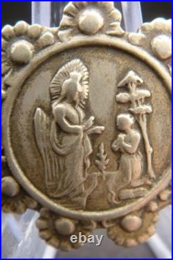 Rare Antique Religious Medal Apparition of Virgin Mary Caravaggio 19th Century