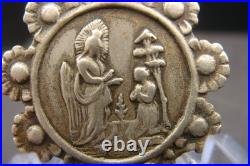 Rare Antique Religious Medal Apparition of Virgin Mary Caravaggio 19th Century