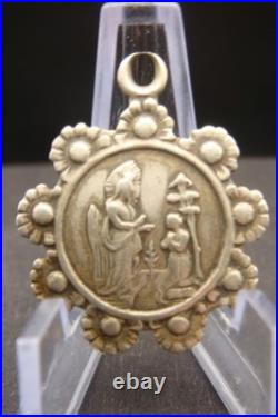 Rare Antique Religious Medal Apparition of Virgin Mary Caravaggio 19th Century
