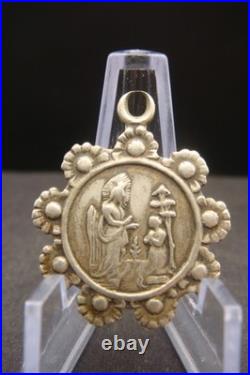 Rare Antique Religious Medal Apparition of Virgin Mary Caravaggio 19th Century