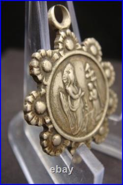 Rare Antique Religious Medal Apparition of Virgin Mary Caravaggio 19th Century