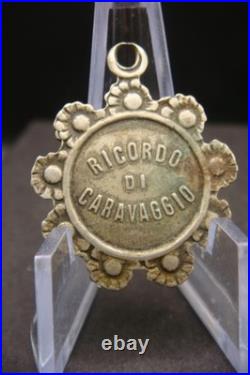 Rare Antique Religious Medal Apparition of Virgin Mary Caravaggio 19th Century