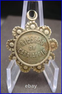 Rare Antique Religious Medal Apparition of Virgin Mary Caravaggio 19th Century