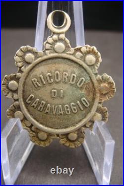 Rare Antique Religious Medal Apparition of Virgin Mary Caravaggio 19th Century