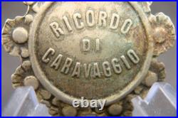 Rare Antique Religious Medal Apparition of Virgin Mary Caravaggio 19th Century