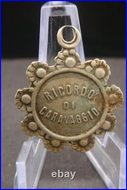 Rare Antique Religious Medal Apparition of Virgin Mary Caravaggio 19th Century