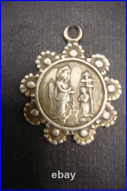 Rare Antique Religious Medal Apparition of Virgin Mary Caravaggio 19th Century