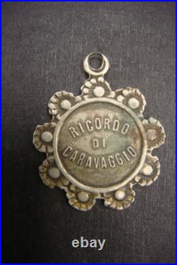 Rare Antique Religious Medal Apparition of Virgin Mary Caravaggio 19th Century