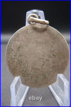 Rare Antique Religious Medal with Virgin Mary & Cherubs Devotional Pendant