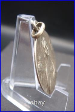 Rare Antique Religious Medal with Virgin Mary & Cherubs Devotional Pendant
