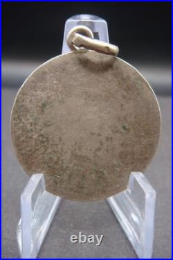 Rare Antique Religious Medal with Virgin Mary & Cherubs Devotional Pendant