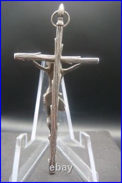 Rare Antique Silver Religious Crucifix Pendant Detailed Jesus on Rustic Cross Rare Antique Silver Religious Crucifix Pendant Detailed Jesus on Rustic Cross